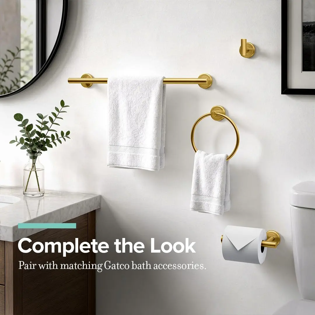 Gatco Latitude II 18-Inch Towel Bar | Brushed Brass Wall Mounted Bathroom Towel Holder - view 4
