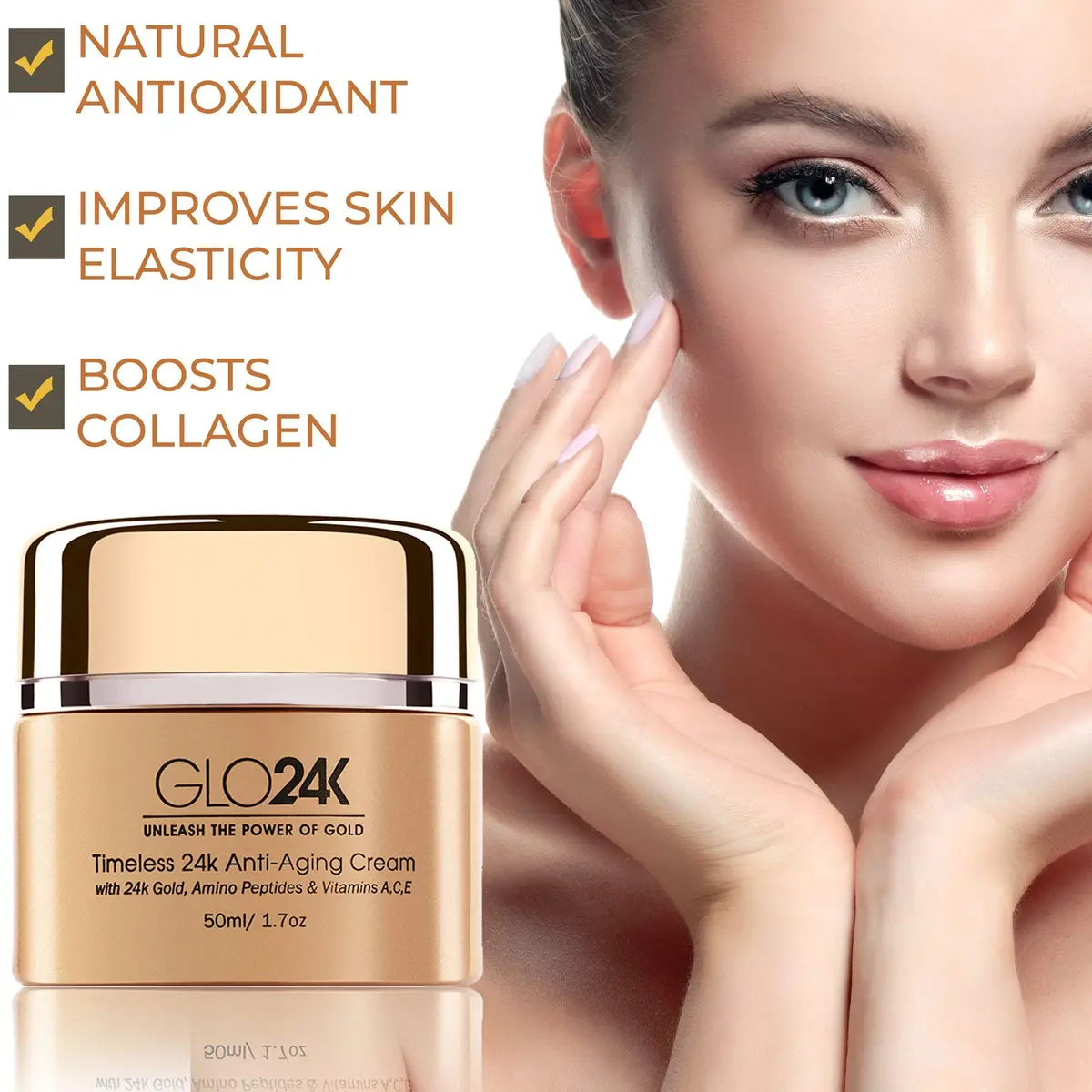 GLO24K Timeless Anti-Aging Face Cream with Retinol, 24k Gold, Citrus | Results-Driven, Made in USA, 1.7 Fl Oz - view 4