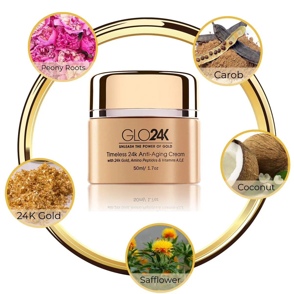 GLO24K Timeless Anti-Aging Face Cream with Retinol, 24k Gold, Citrus | Results-Driven, Made in USA, 1.7 Fl Oz - view 2