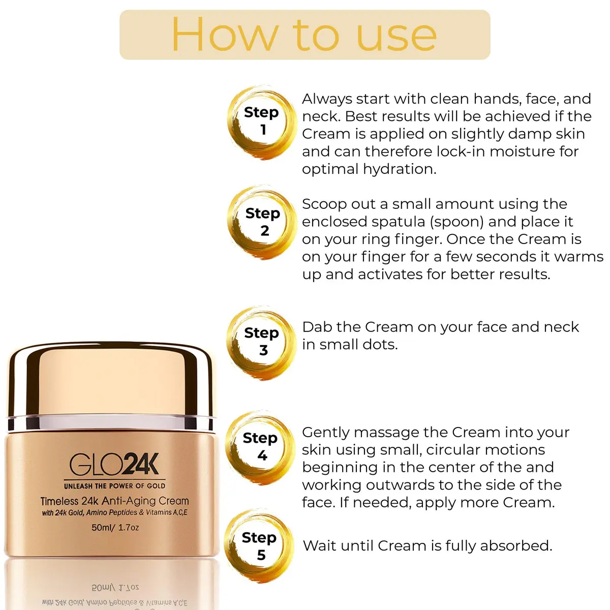GLO24K Timeless Anti-Aging Face Cream with Retinol, 24k Gold, Citrus | Results-Driven, Made in USA, 1.7 Fl Oz - view 3