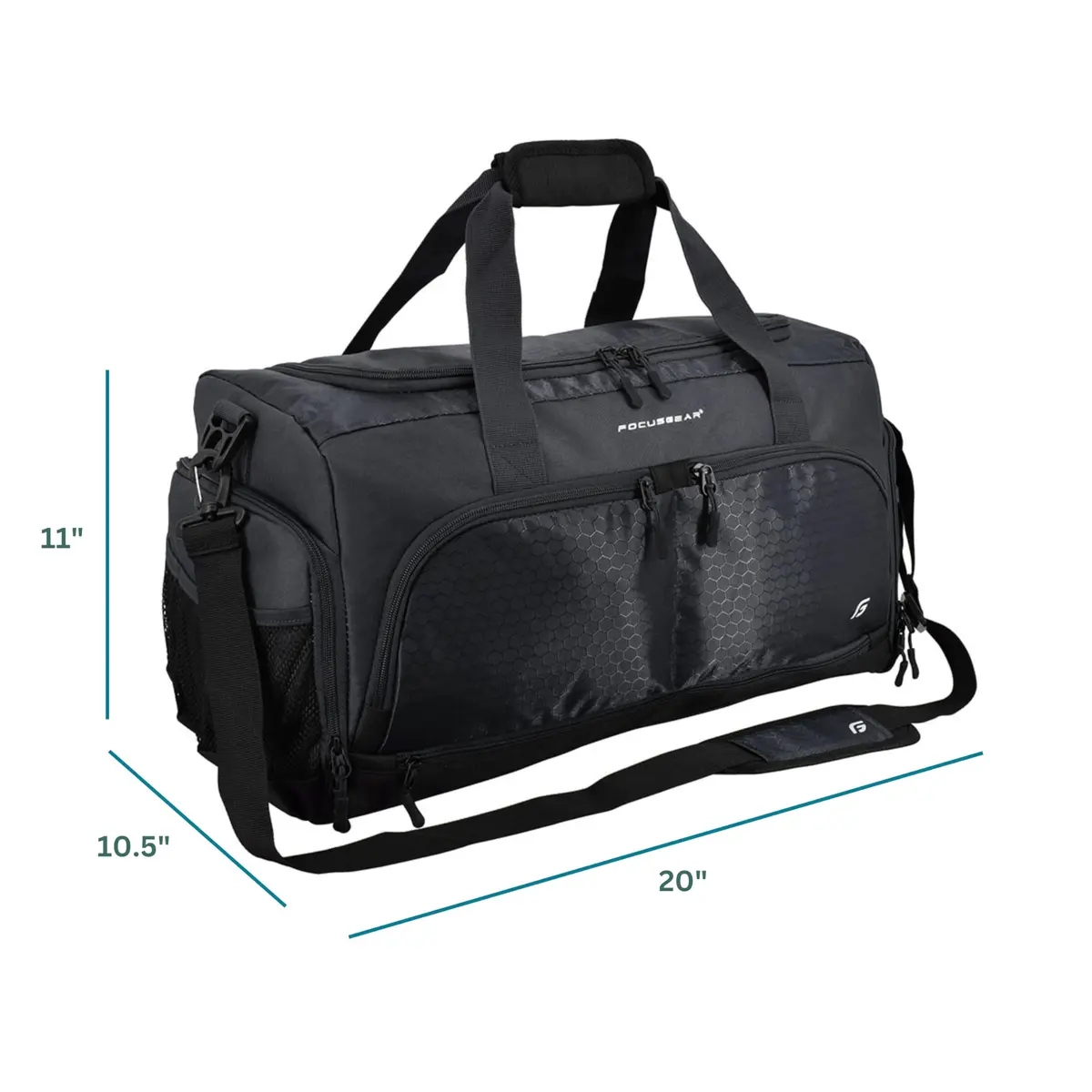 FocusGear Small Duffel Bag Water Resistant 15" | 10 Compartments for Gym & Travel - view 7