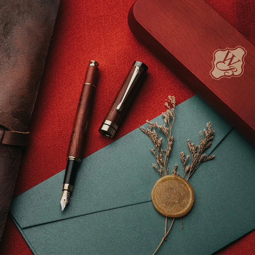 Wordsworth & Black Bamboo Wood Fountain Pen Set with Medium Nib | German Iridium Nib, Luxury Gift Box - view 5