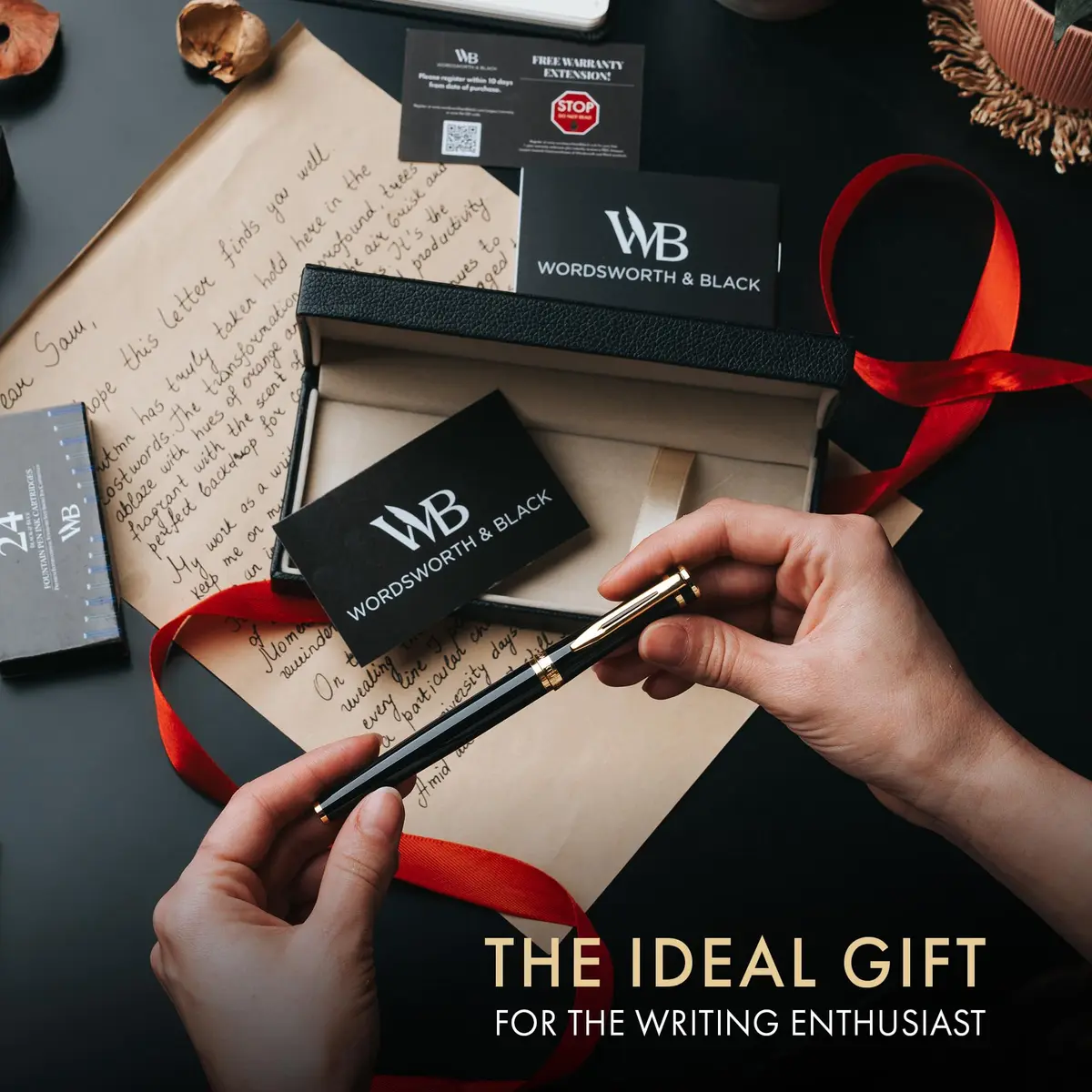 Wordsworth & Black Luxury Fountain Pen Set with Medium Nib, Black Gold | German Iridium Nib - view 3