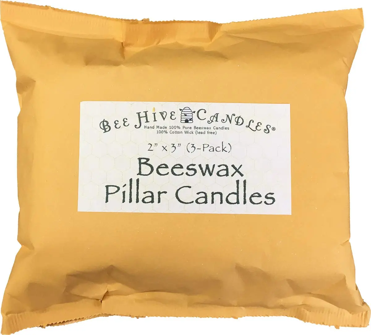 Bee Hive Candles 100% Pure Beeswax Pillar Candle (2" x 3" | Natural Honey Scent, 3-Pack) - view 2