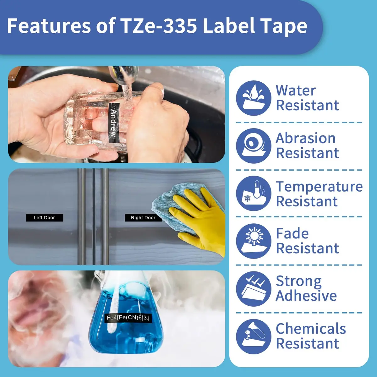 COLORWING White on Black TZe-335 Label Tape 12mm (0.47") x 8m | Compatible with Brother P-Touch Label Makers (4-Pack) - view 4