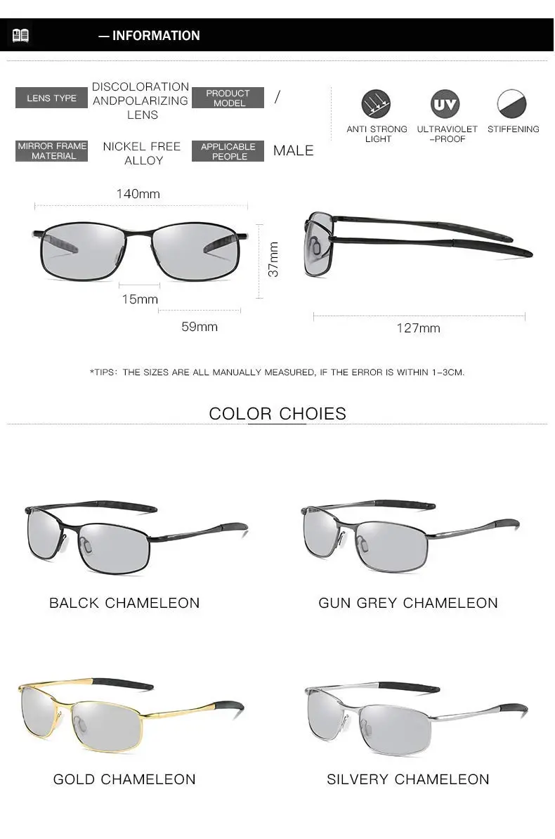 FEISEDY Classic Photochromic Polarized Sunglasses for Men & Women | 59mm (2.32 inches) - view 5