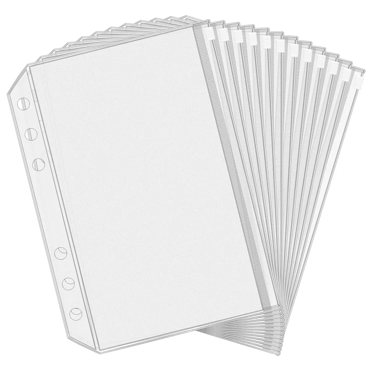 Antner Zipper Binder Pockets 12 Pack A5 Waterproof PVC for Budgeting, Clear, 8.15 x 5.7 inches - main product image