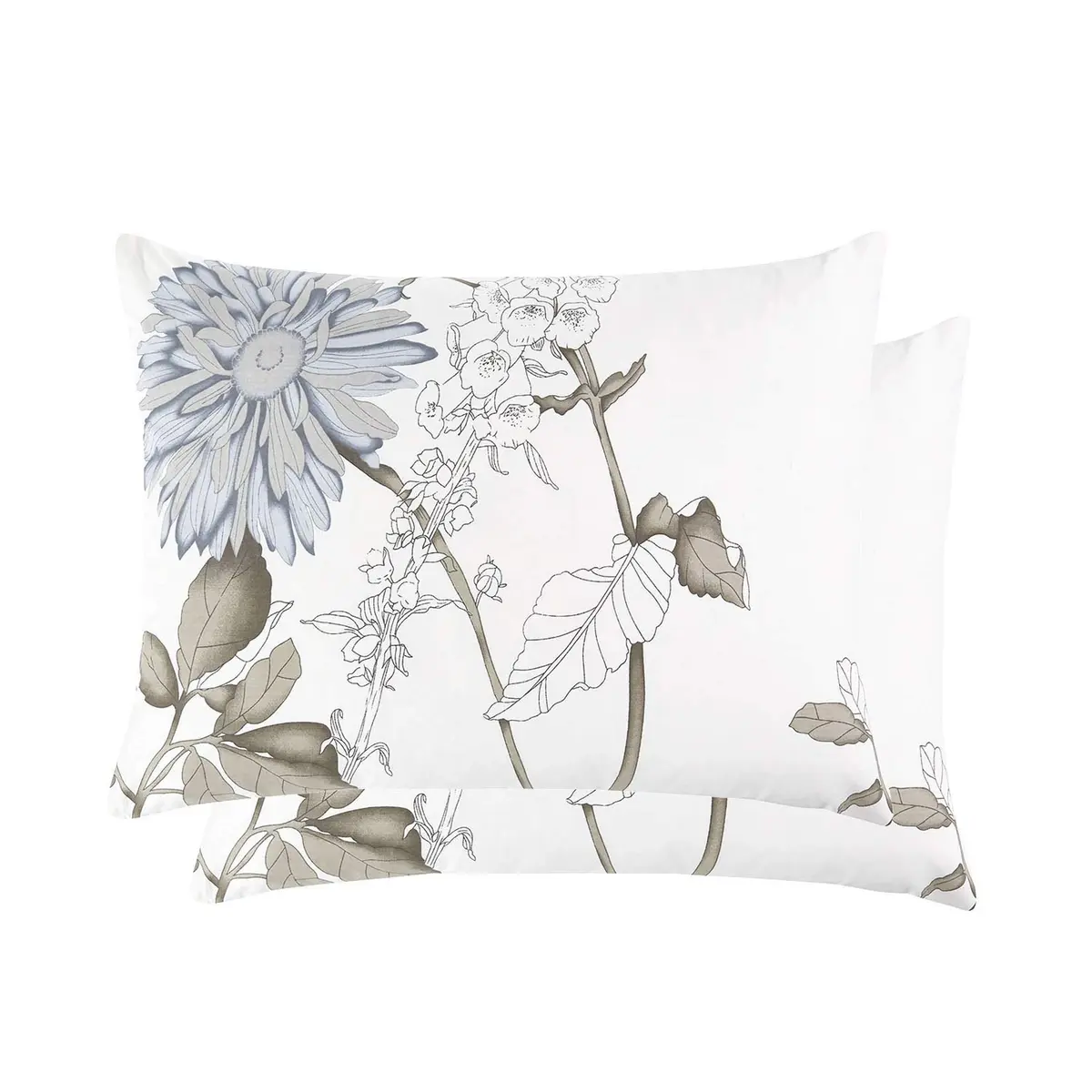 Wake In Cloud Floral Pillow Cases, 100% Cotton, King Size 20x36 Inches | Vintage Botanical Design - main product image