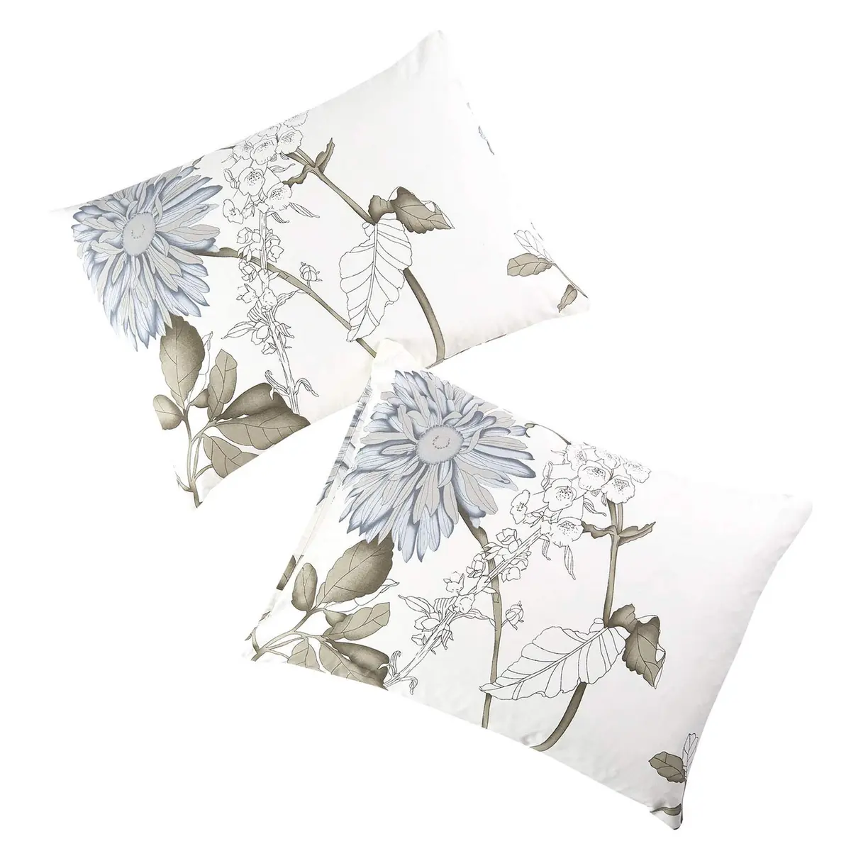 Wake In Cloud Floral Pillow Cases, 100% Cotton, King Size 20x36 Inches | Vintage Botanical Design - view 2