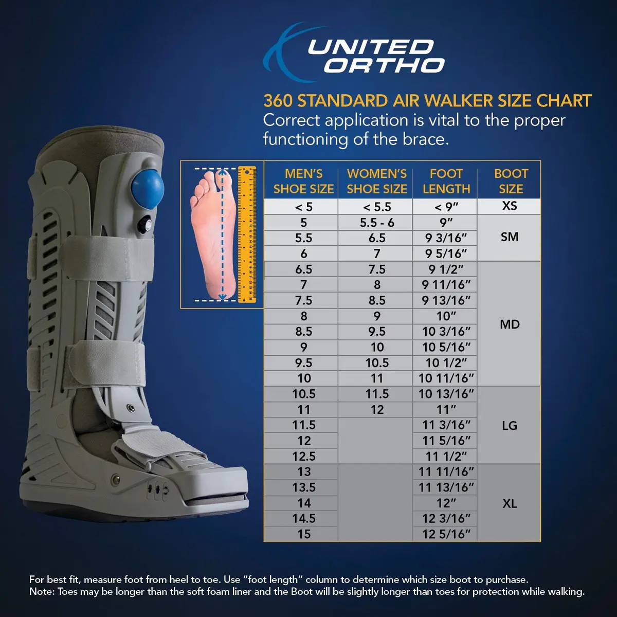 United Ortho USA16101 360 Air Walker Standard Fracture Boot, X Small, Grey | Support for ankle & leg injuries - view 3
