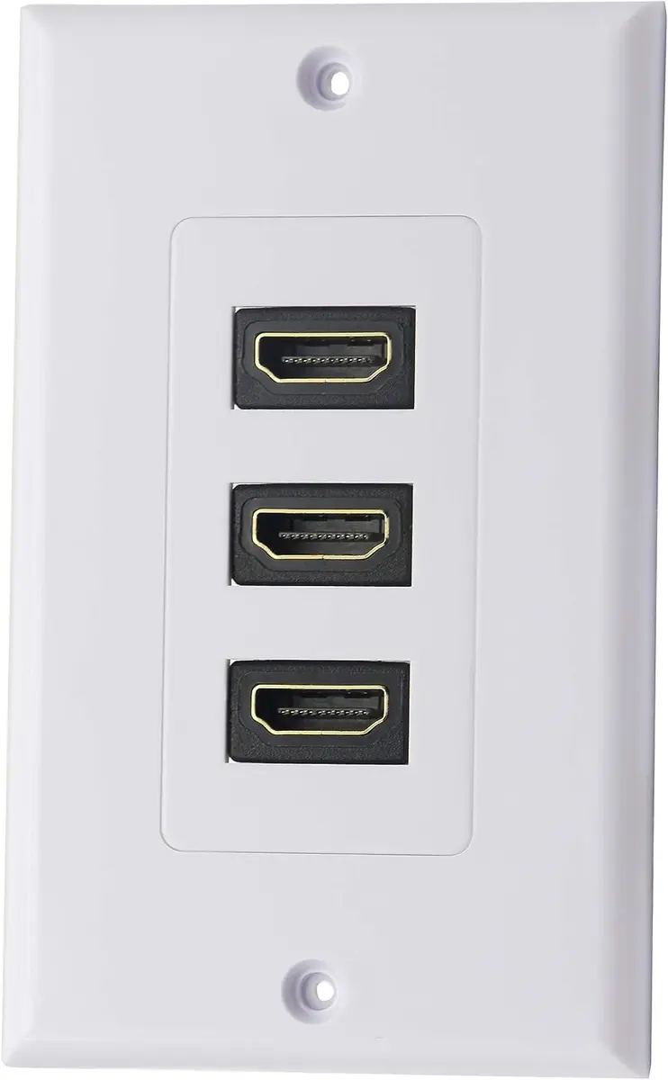 zdyCGTime 3-Port HDMI 2.0 Decorative Wall Plate 11.4cm x 7cm | Supports 4K 60Hz, Easy Install, White - main product image