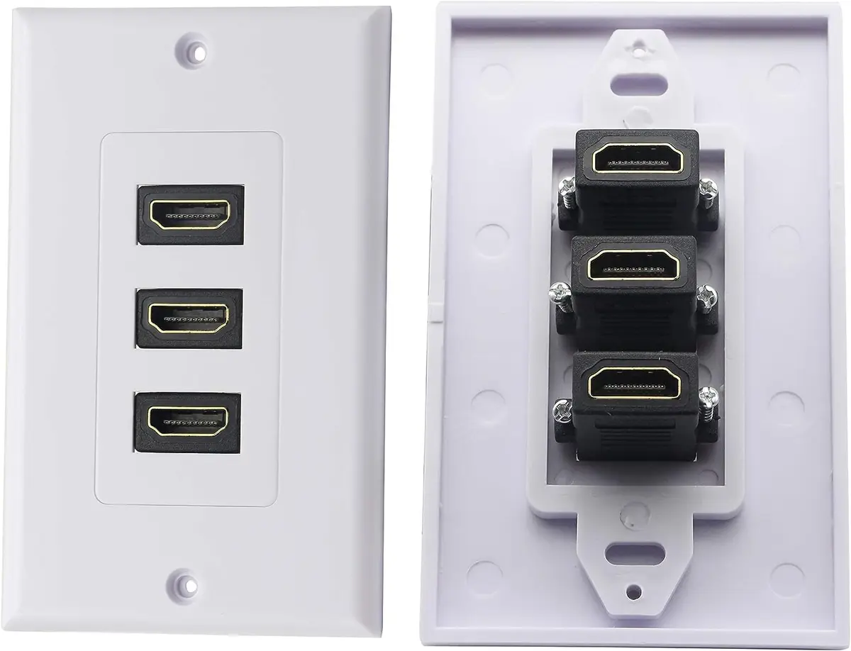 zdyCGTime 3-Port HDMI 2.0 Decorative Wall Plate 11.4cm x 7cm | Supports 4K 60Hz, Easy Install, White - view 6