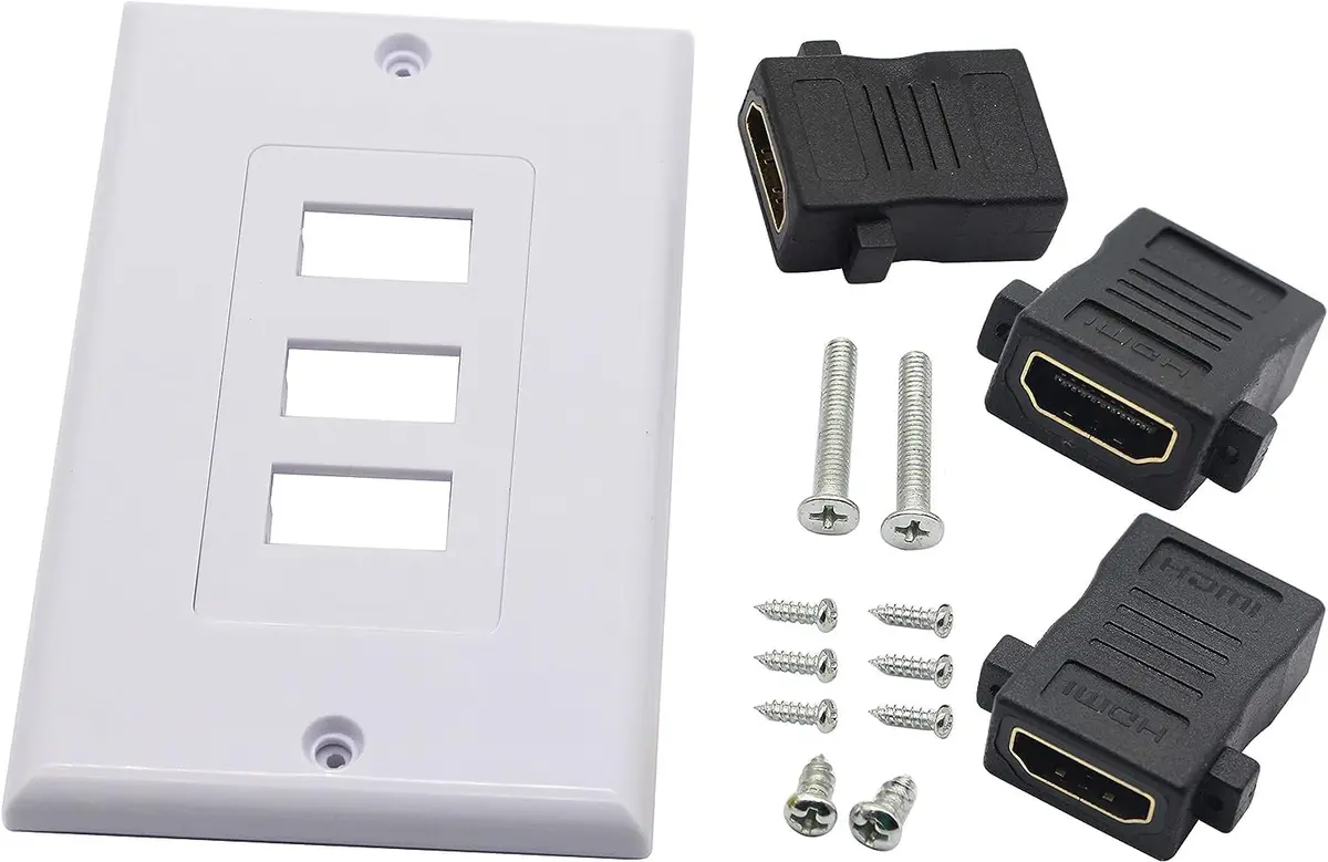 zdyCGTime 3-Port HDMI 2.0 Decorative Wall Plate 11.4cm x 7cm | Supports 4K 60Hz, Easy Install, White - view 4