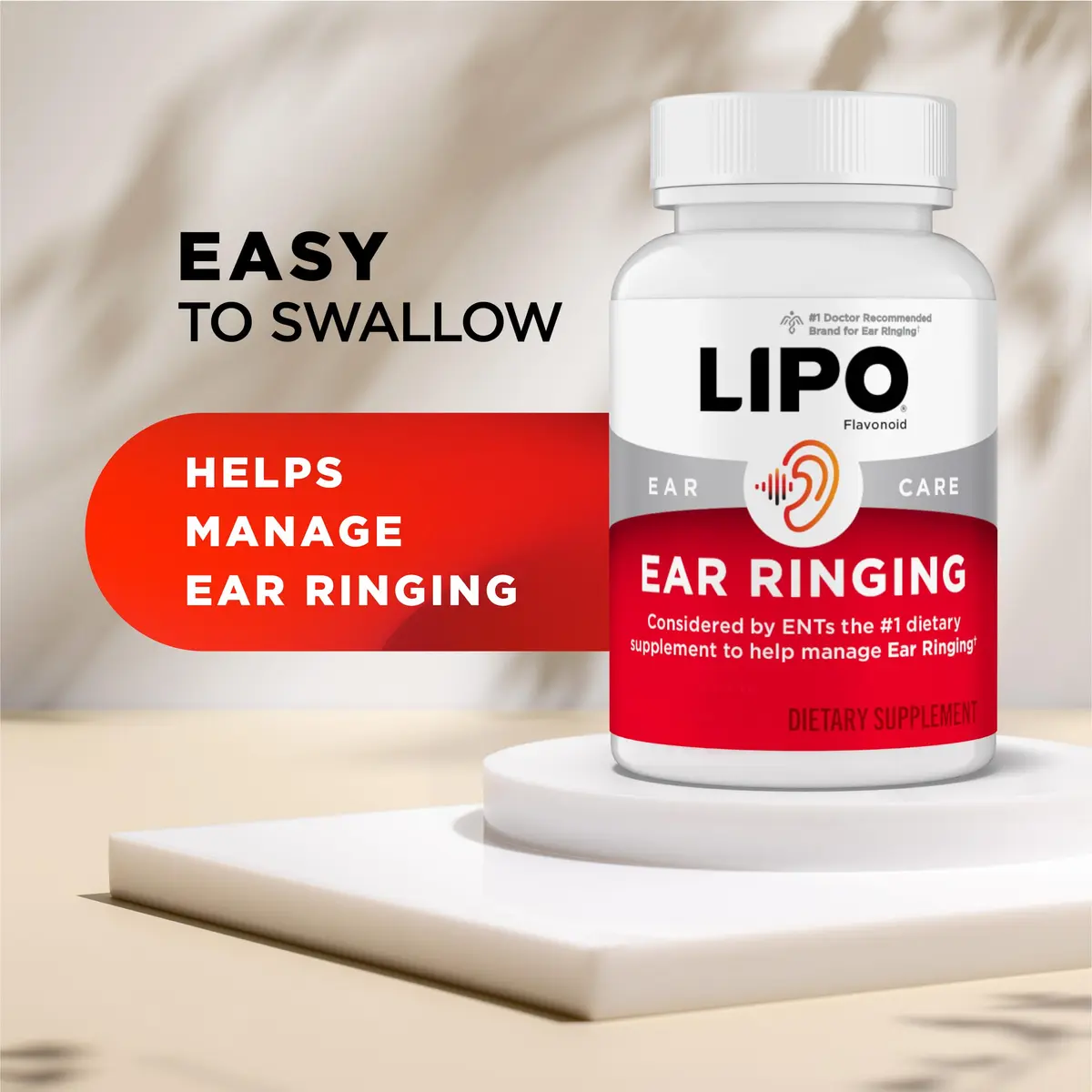 LIPO Ear Ringing Support Caplets 150 Count (675 g) | Clinically Studied Bioflavonoid Formula for Inner Ear Health - view 4