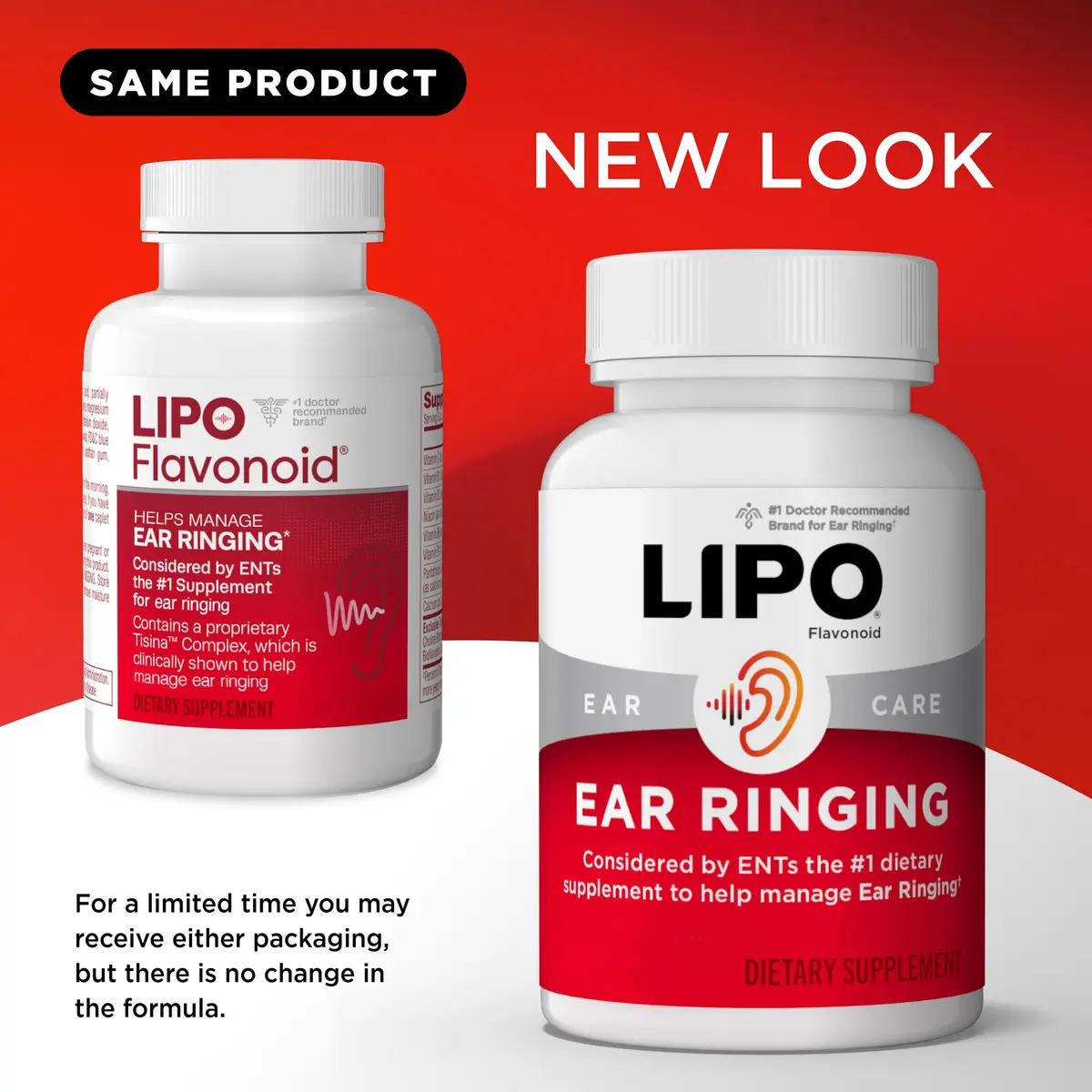 LIPO Ear Ringing Support Caplets 150 Count (675 g) | Clinically Studied Bioflavonoid Formula for Inner Ear Health - view 5
