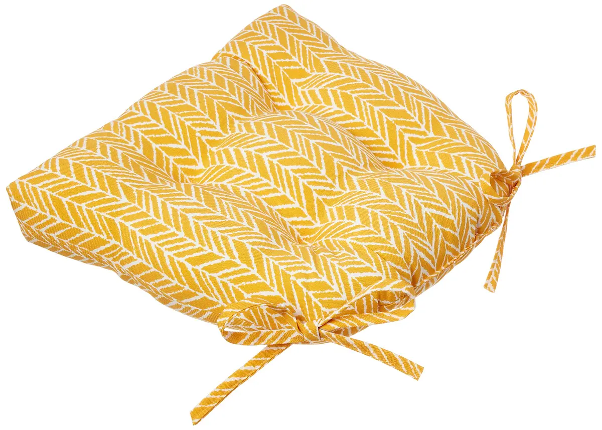 Pillow Perfect Outdoor/Indoor Herringbone Egg Yolk Reversible Chair Pads, 15.5" x 16" | Bright Yellow, 2 Pack - view 3