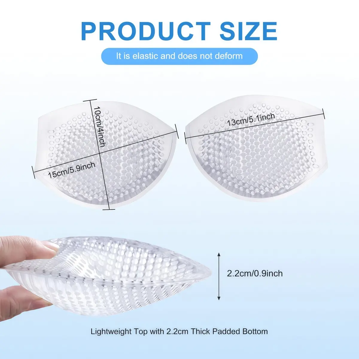 ericotry Clear Silicone Bra Inserts for Swimsuits & Bikinis | Waterproof Breathable Push-up Pads - view 2