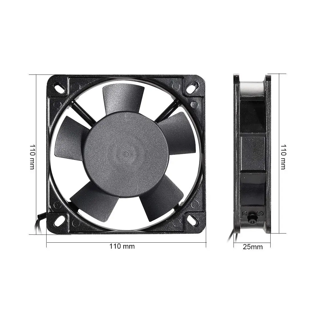 uxcell 110mm x 25mm AC 220/240V Cooling Fan | 2500 RPM, 35 CFM Airflow - view 2