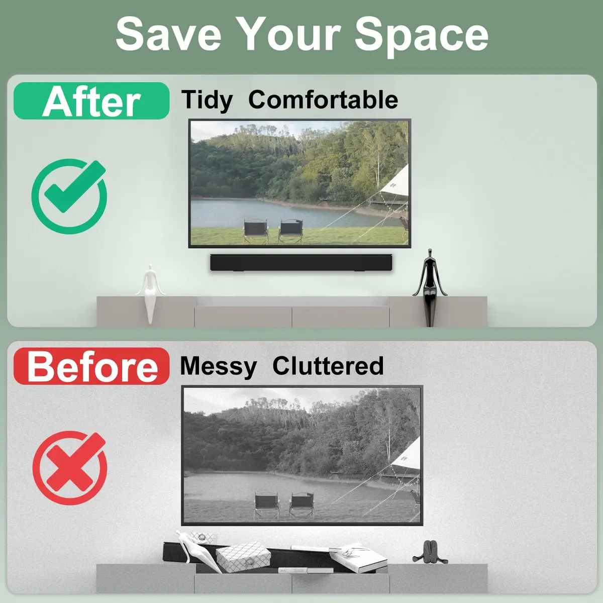 Dinghosen Wall Mount Bracket for Bose Soundbar 300, 500, 600, 700, 900, WB-300, SoundTouch 300, Black | Stainless Steel - view 3