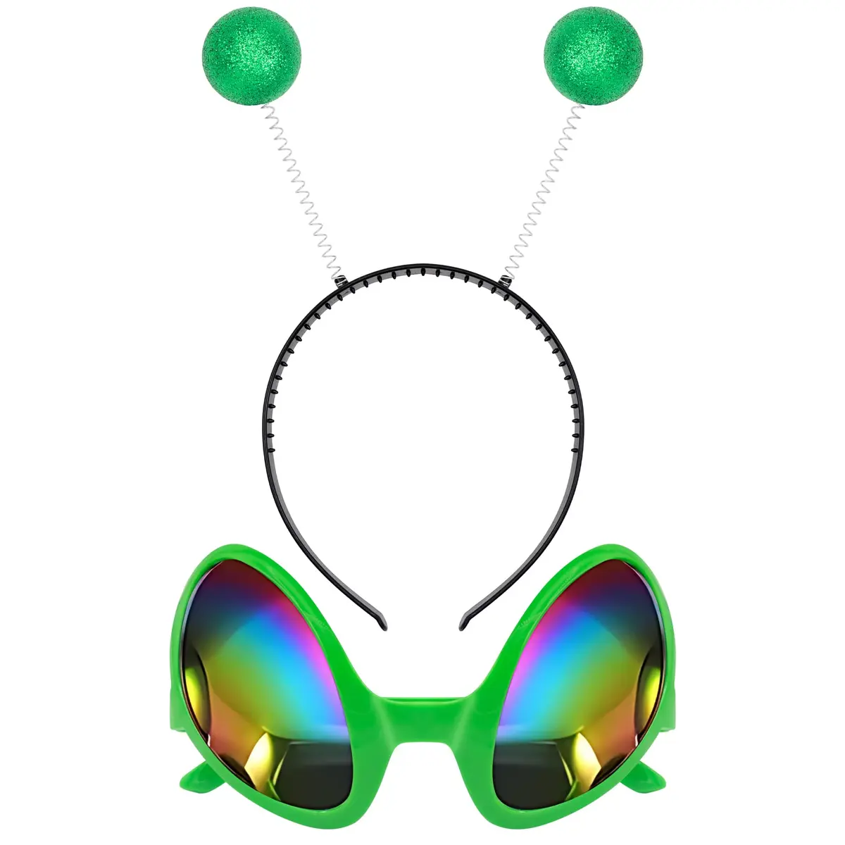 Cheerin Green Alien Headband & Glasses | Adult Space Cosplay Accessories for Halloween & Parties - main product image
