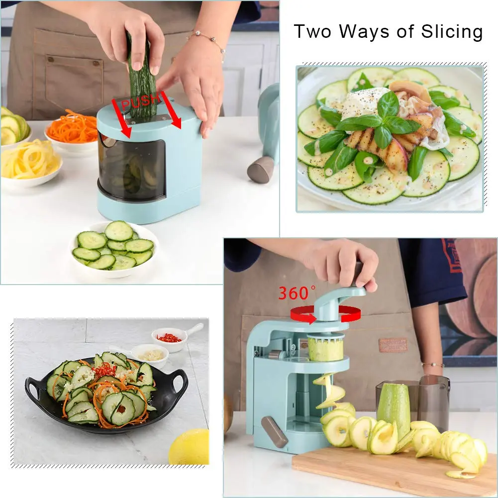 Ourokhome Vegetable Spiralizer Zucchini Noodles Maker – 4 Built-in Spiral Slicer Blades for Veggie Spaghetti Paste | Portable, BPA-Free Kitchen Tool - view 4