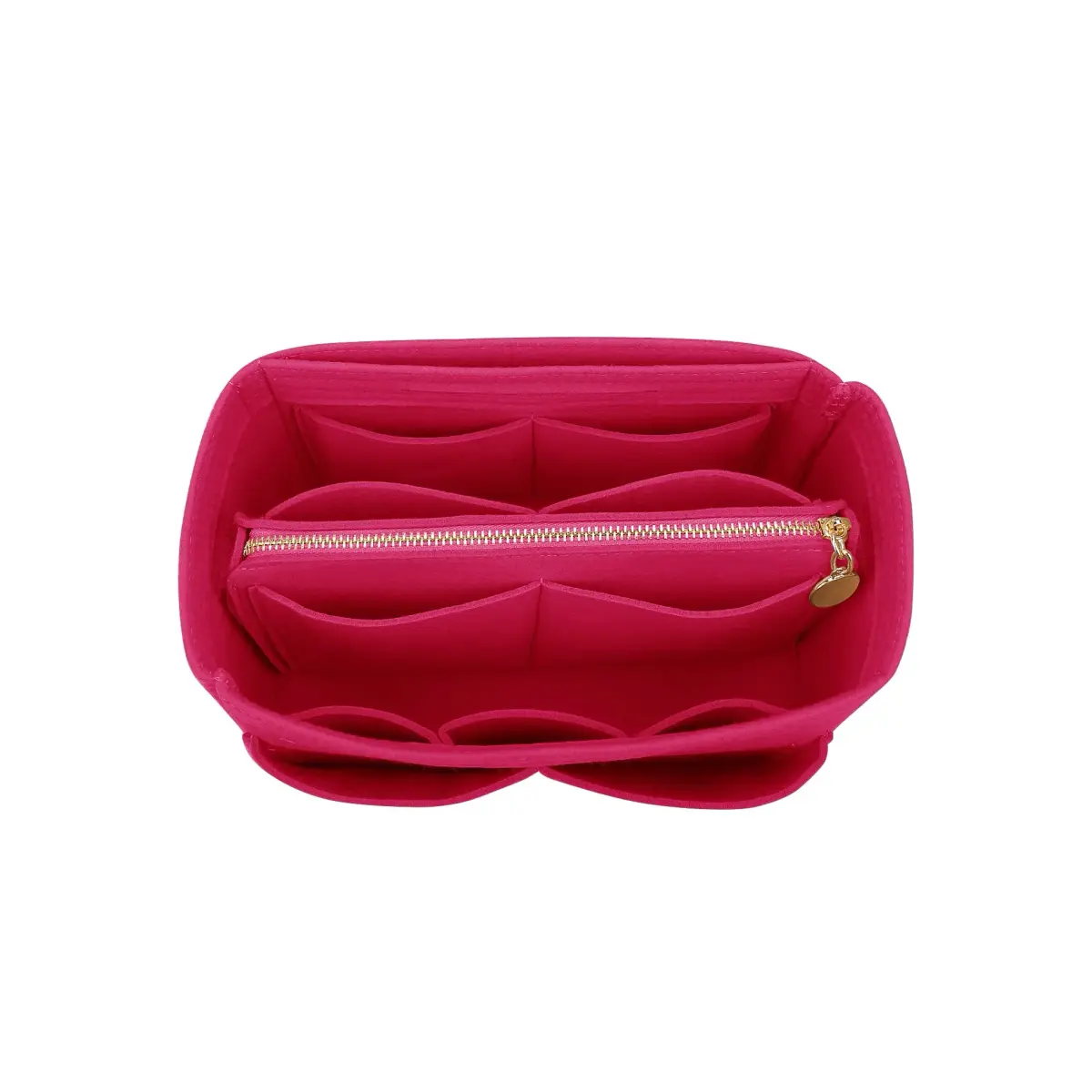 LEXSION Felt Purse Bag Organizer Insert with Zipper, Rosy XL (34cm x 18cm x 17cm) | Keeps Handbags Shipshape - main product image