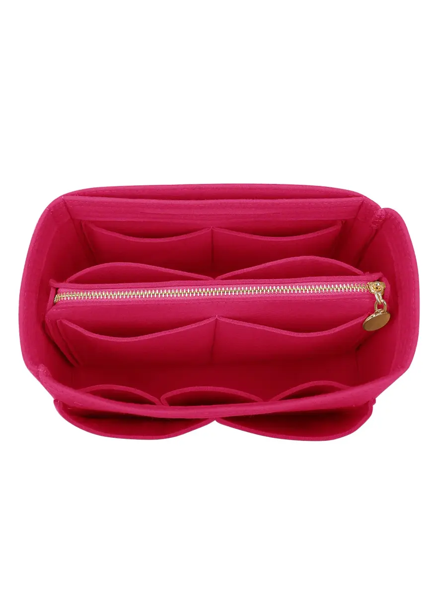 LEXSION Felt Purse Bag Organizer Insert with Zipper, Rosy XL (34cm x 18cm x 17cm) | Keeps Handbags Shipshape - main product image