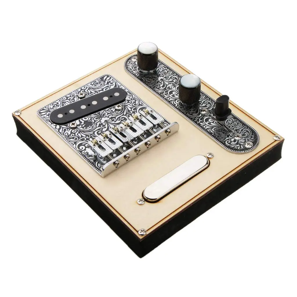 Alnicov 6 Strings Saddle Bridge Plate, 3 Way Switch Control Plate, Neck Pickup Set for Fender Telecaster Electric Guitars Replacement Parts (Black) | Guitar Hardware Kit - view 9