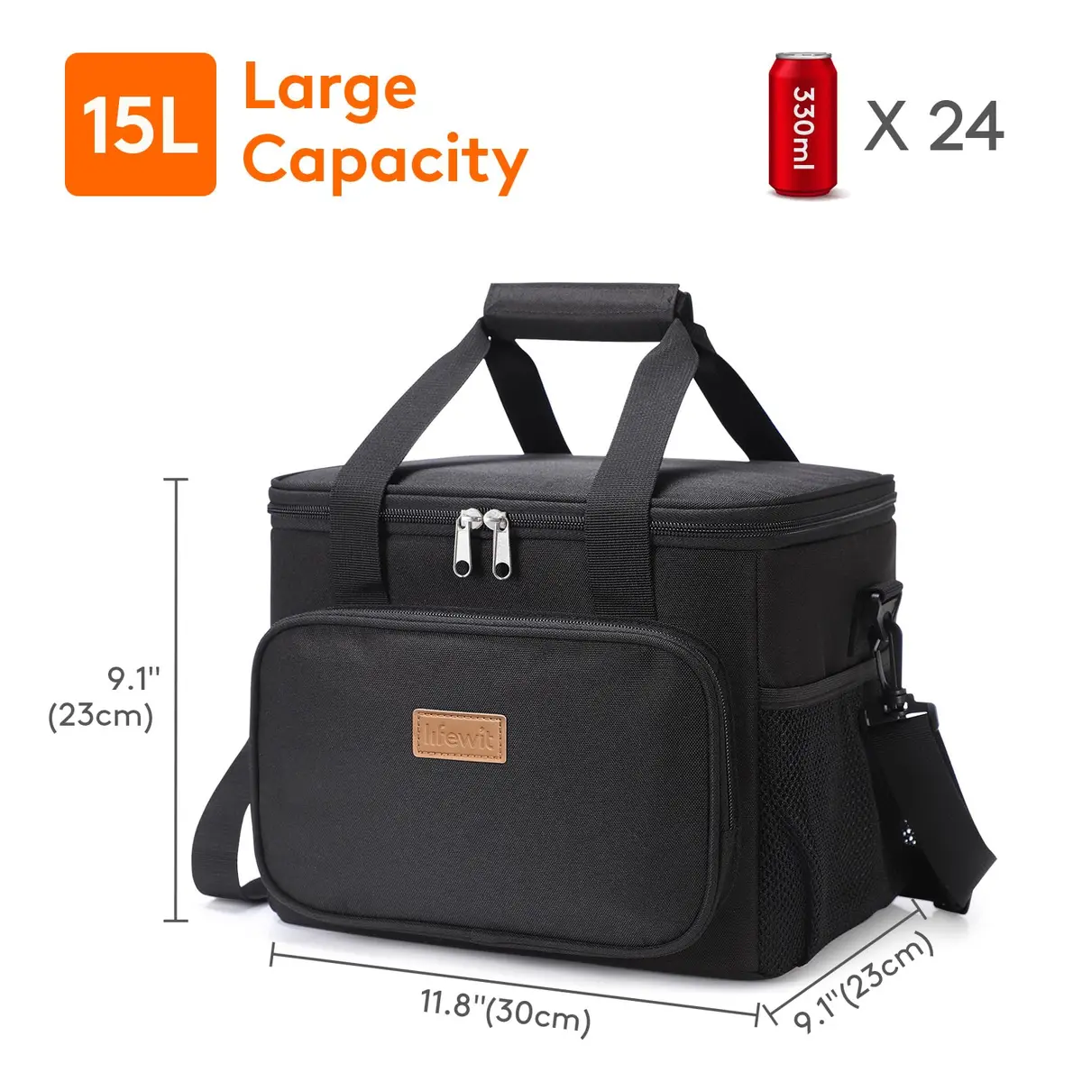 Lifewit Insulated Lunch Box for Men, 15L | Large Cooler Bag with Zipper & Shoulder Strap - view 4
