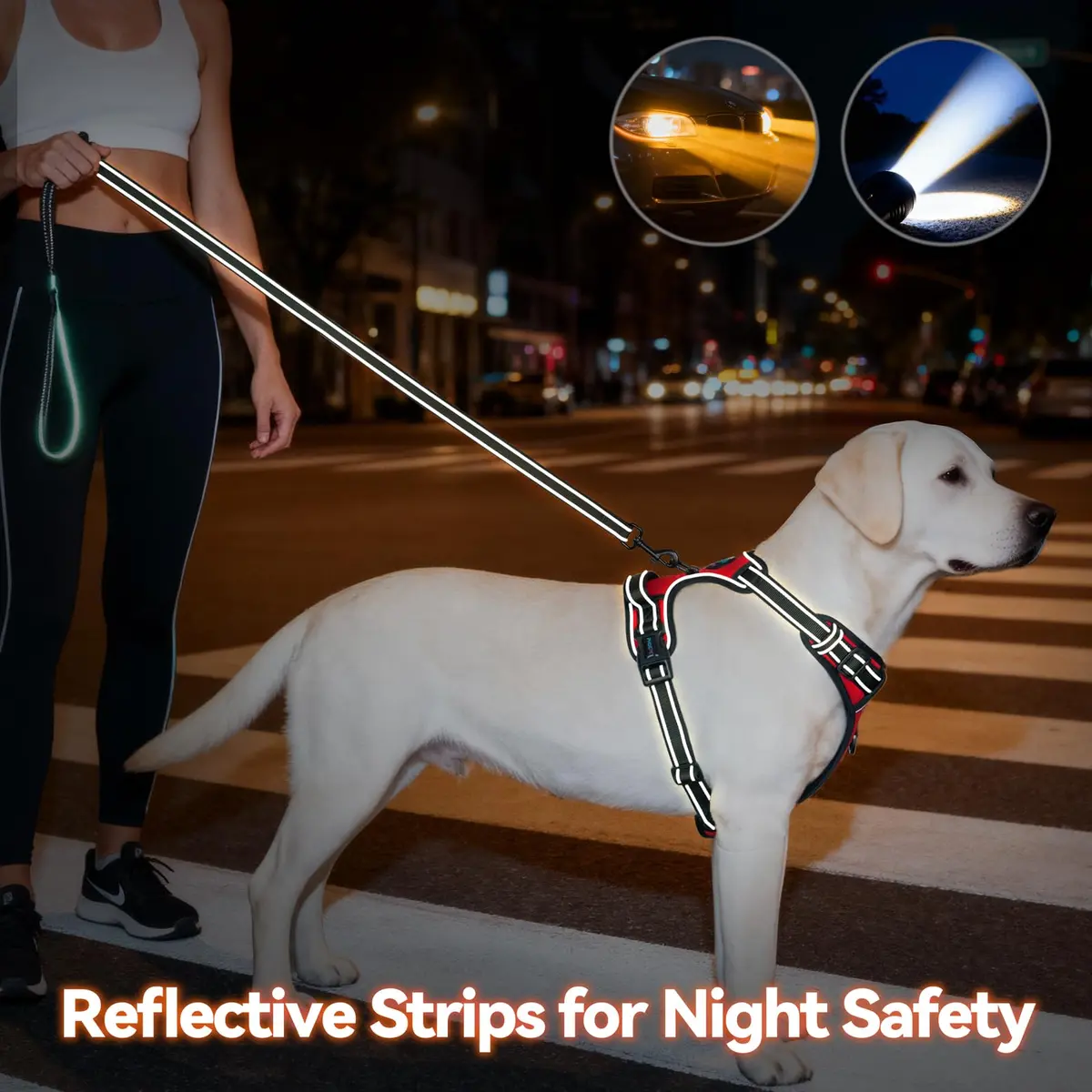 PHOEPET Reflective Dog Harness No Pull Large Breed Vest | Adjustable, Breathable Oxford, Reflective Material - view 5