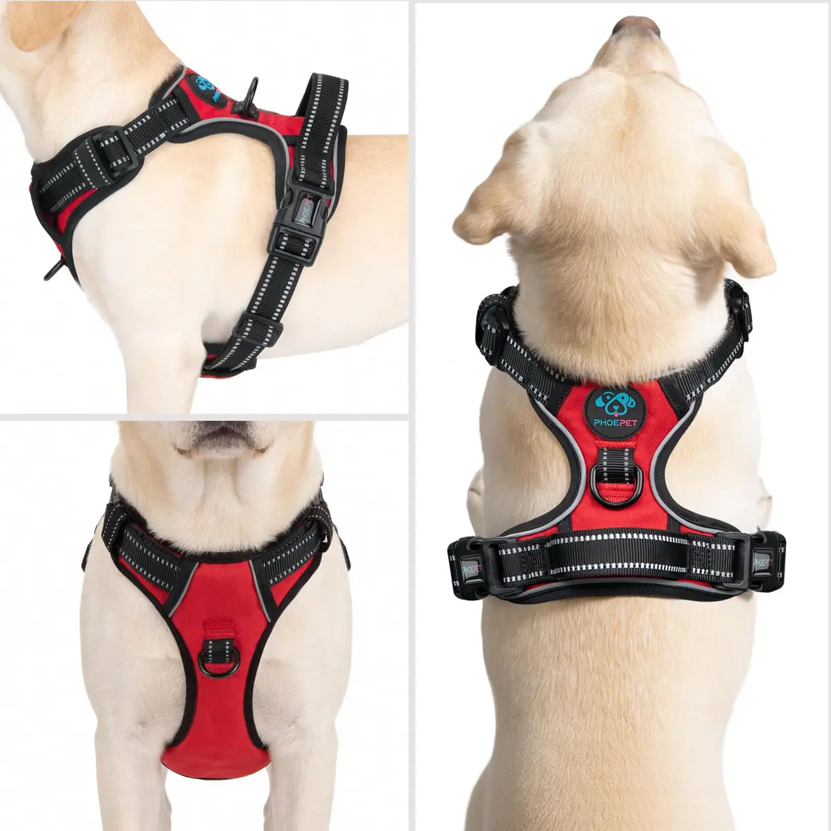 PHOEPET Reflective Dog Harness No Pull Large Breed Vest | Adjustable, Breathable Oxford, Reflective Material - view 2