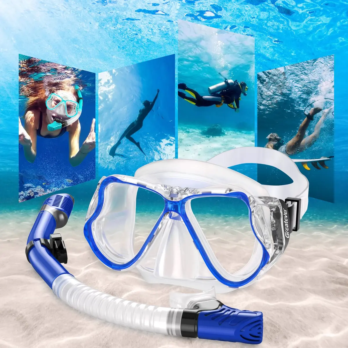 Greatever Snorkeling Gear for Adults Kids | Anti-Fog Dry Snorkel Mask Set with Panoramic View - view 7