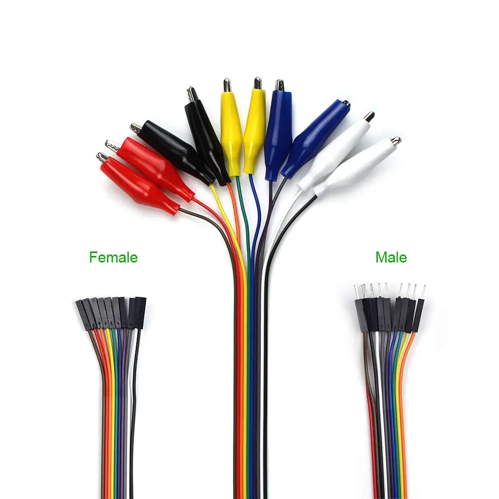 UCTRONICS Breadboard Alligator Clip Jumpers - Gator to Male and Female Jumper Wires Test Lead 8 inch for Power Supply, LED Strips, Multimeters, Arduino Lilypad and Raspberry Pi - view 2