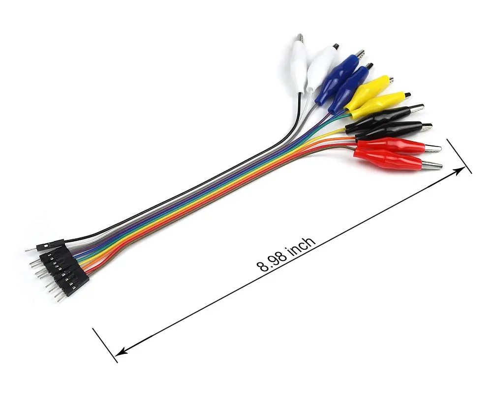 UCTRONICS Breadboard Alligator Clip Jumpers - Gator to Male and Female Jumper Wires Test Lead 8 inch for Power Supply, LED Strips, Multimeters, Arduino Lilypad and Raspberry Pi - view 4