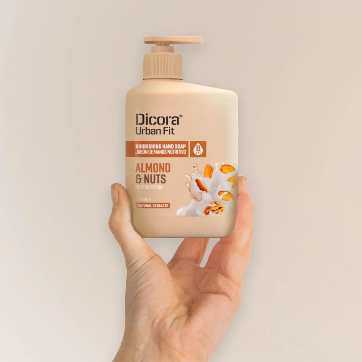 Dicora Urban Fit Nourishing Hand Soap Almond and Nuts 500ml (16.9 Fl Oz) | Gentle Moisturizing Hand Wash - view 3