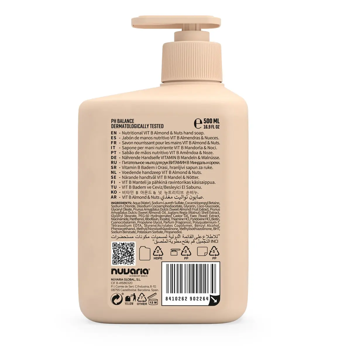 Dicora Urban Fit Nourishing Hand Soap Almond and Nuts 500ml (16.9 Fl Oz) | Gentle Moisturizing Hand Wash - view 4