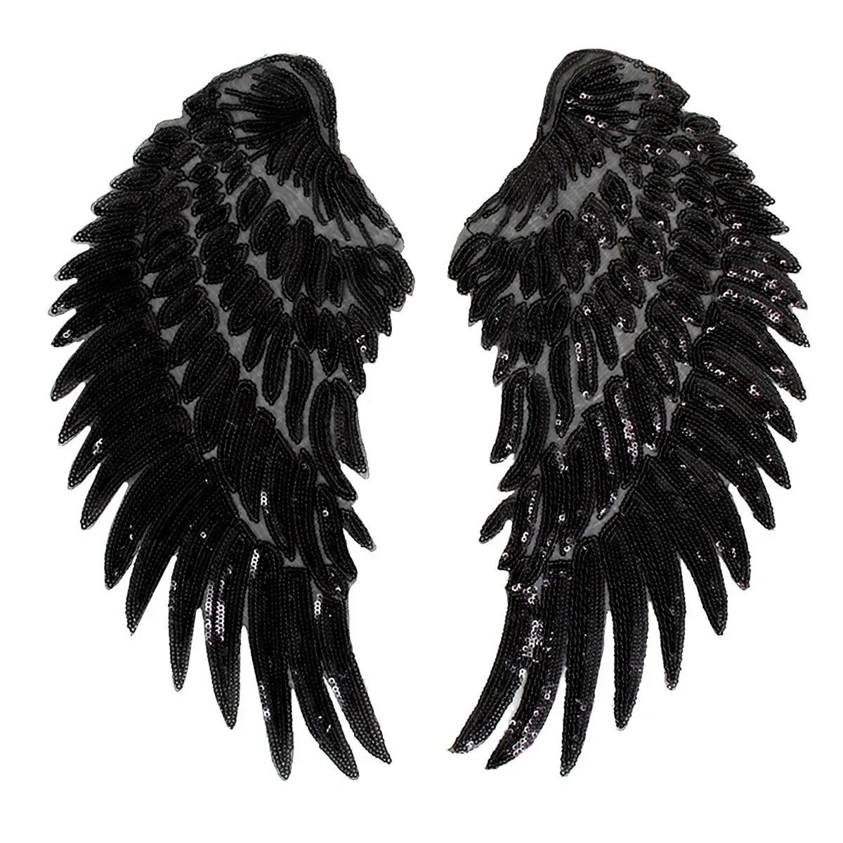 Kennedy Manufacturing Large Angel Wings Patch 13 in (33cm) x 6.3 in (16cm) | Embroidered Sequin DIY Decoration - main product image
