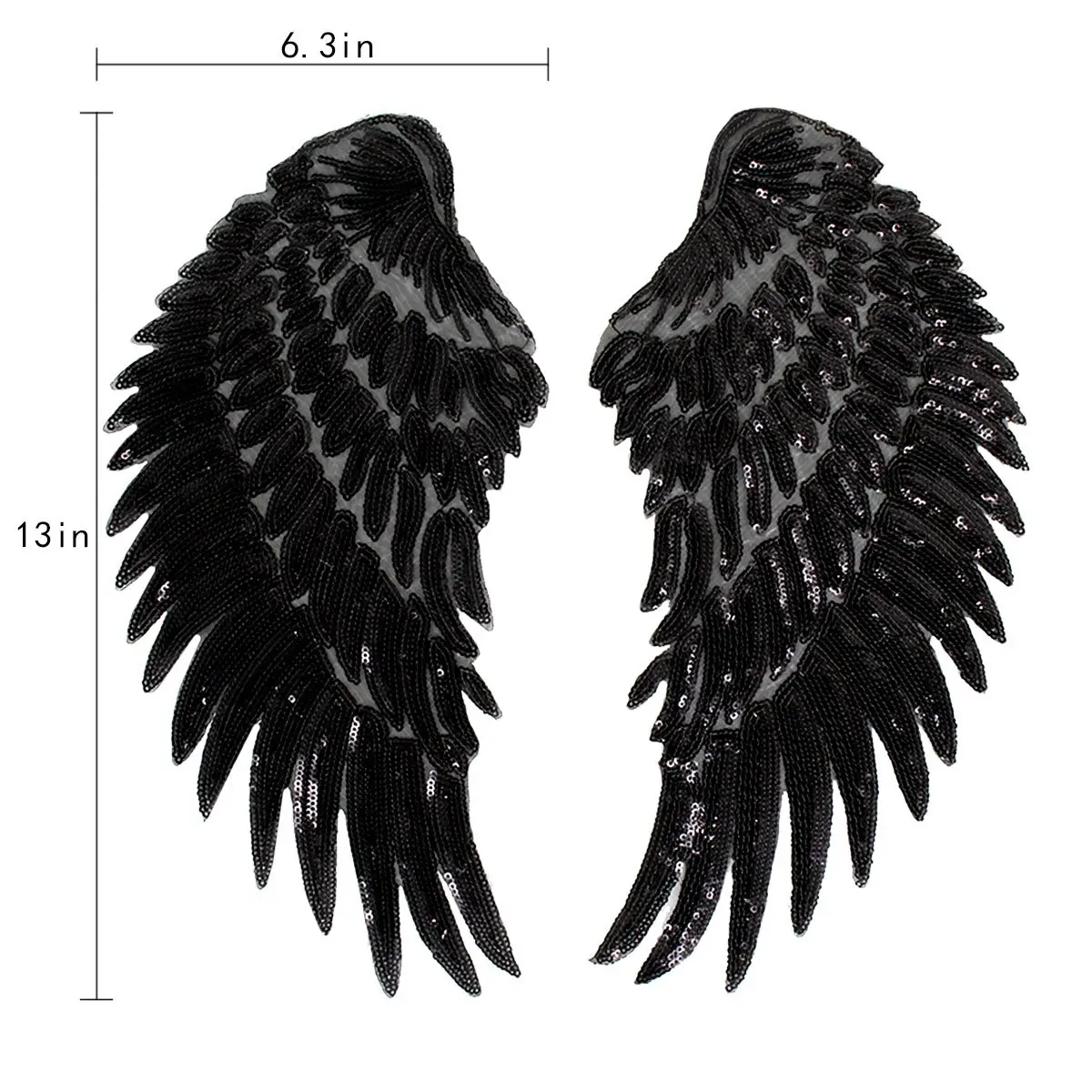 Kennedy Manufacturing Large Angel Wings Patch 13 in (33cm) x 6.3 in (16cm) | Embroidered Sequin DIY Decoration - view 6