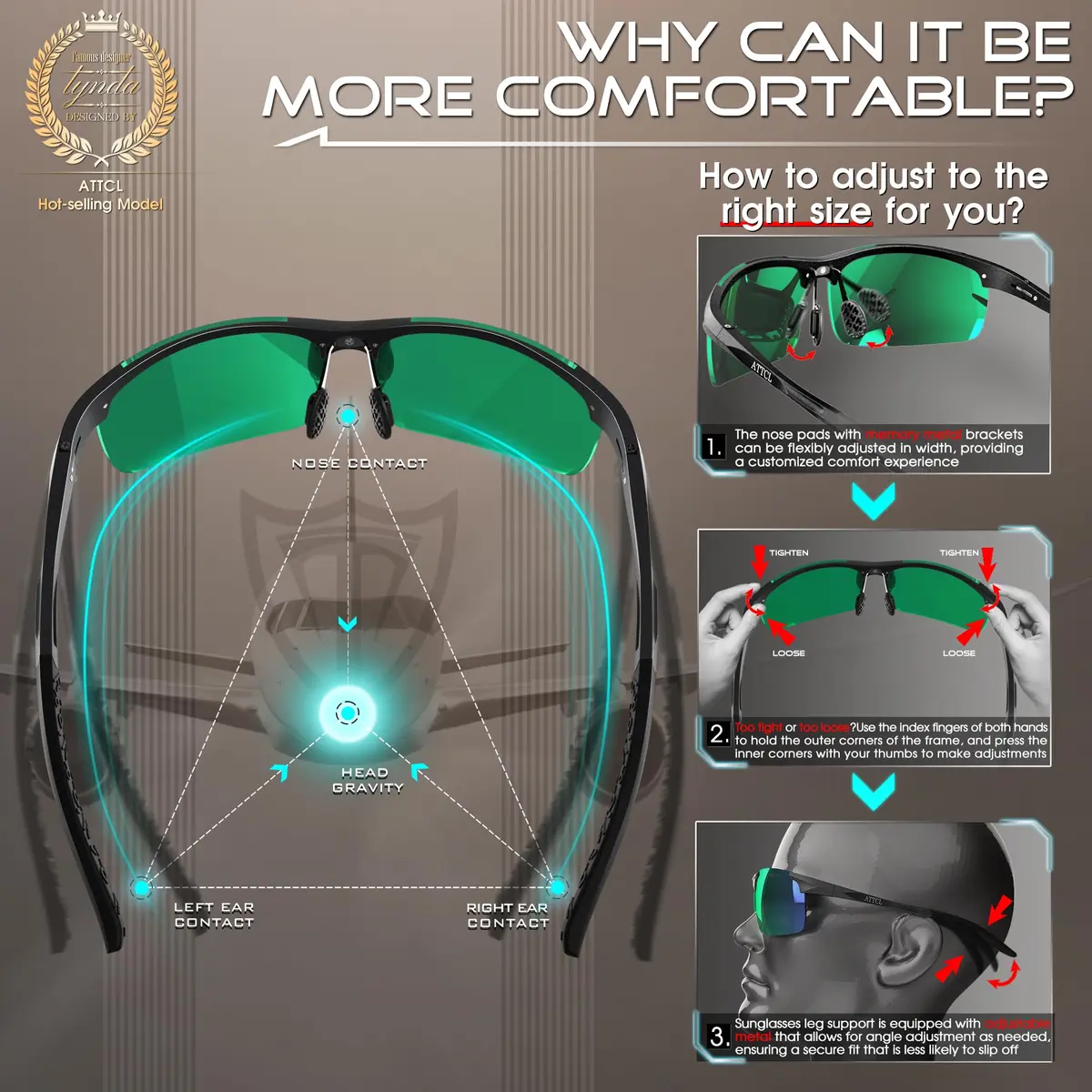 ATTCL Polarized Sunglasses Men Al-Mg Metal UV400 20g | True Vision Protection for Active Outdoors - view 6