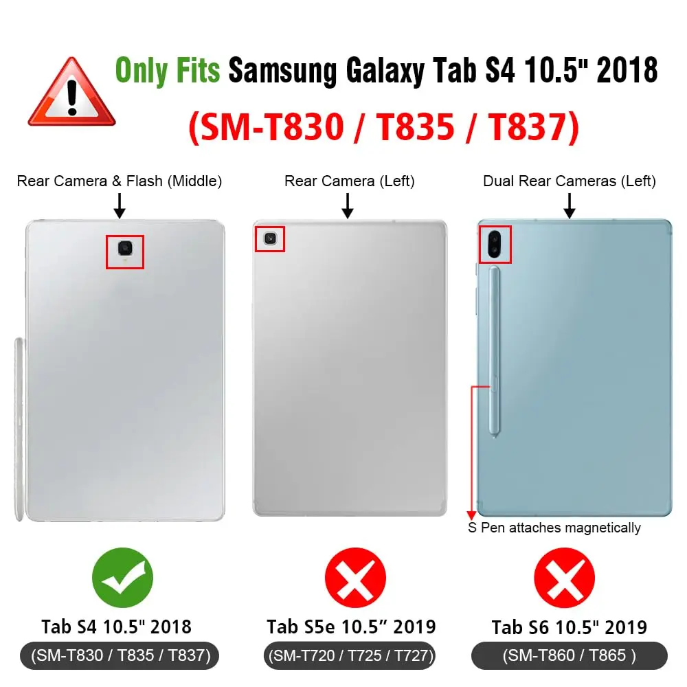 Fintie Slim Case for Samsung Galaxy Tab S4 10.5 Inch (2018) Black | S Pen Holder, Tri-Fold Stand, Auto Sleep/Wake - view 2