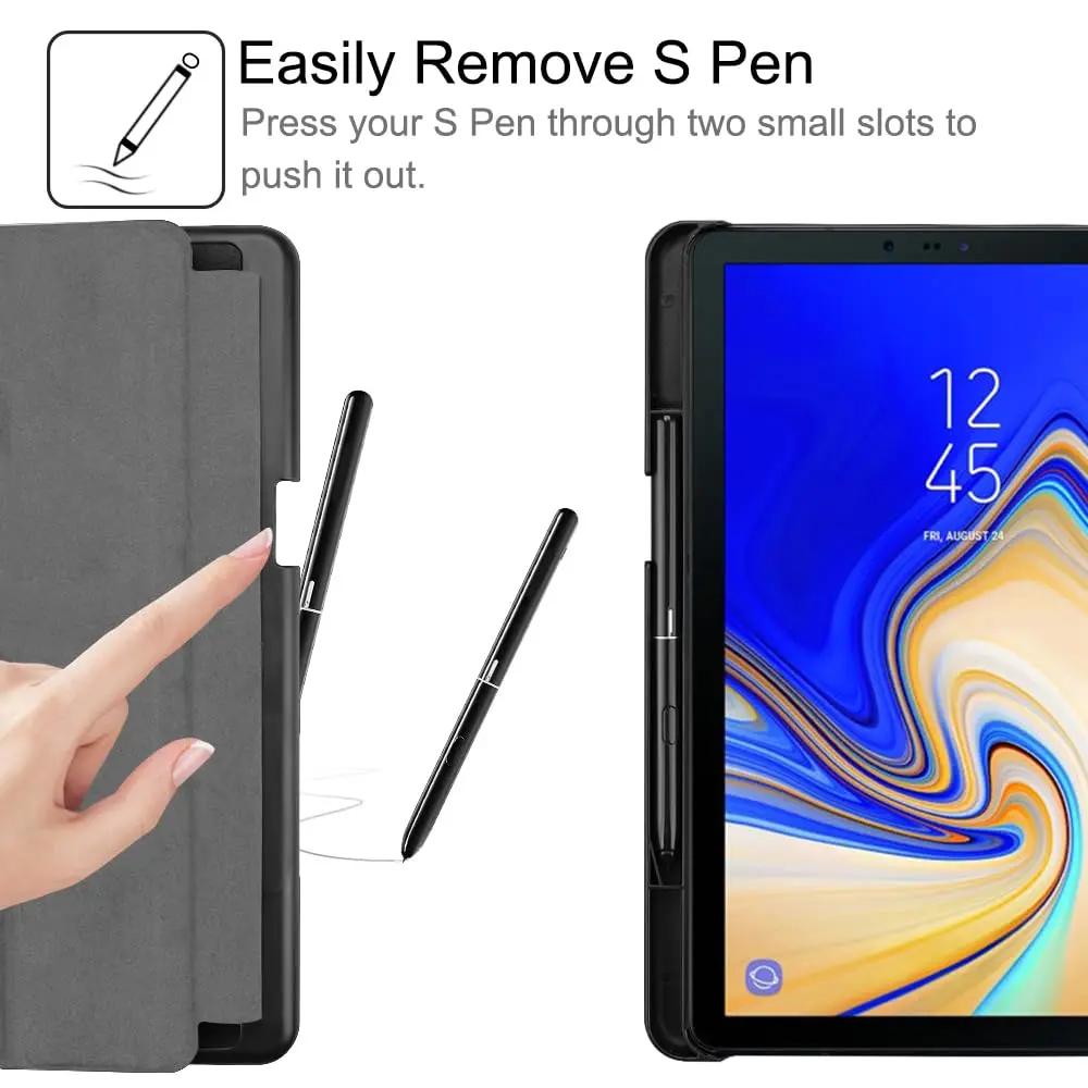 Fintie Slim Case for Samsung Galaxy Tab S4 10.5 Inch (2018) Black | S Pen Holder, Tri-Fold Stand, Auto Sleep/Wake - view 3
