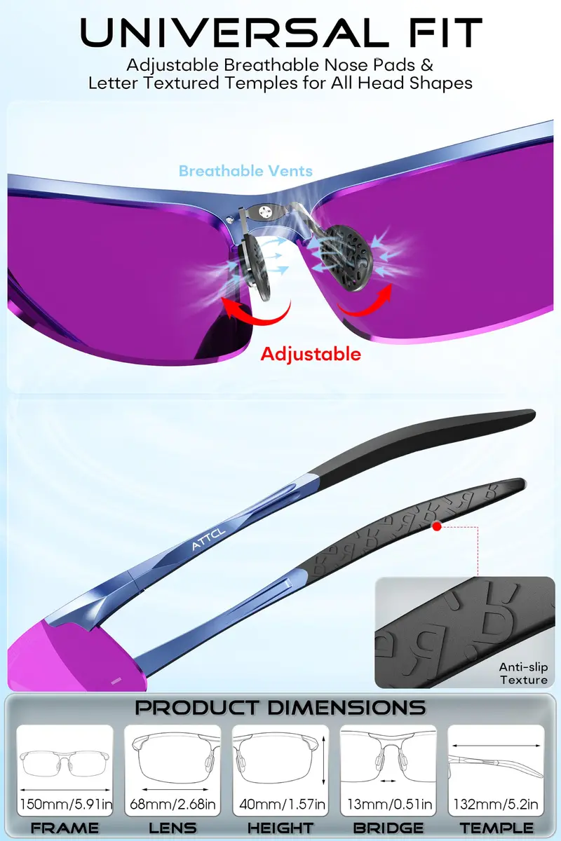 ATTCL Polarized Sunglasses Men Al-Mg Metal UV400 | Lightweight, Anti-Glare, Sports-Ready (70-120 chars) - view 8