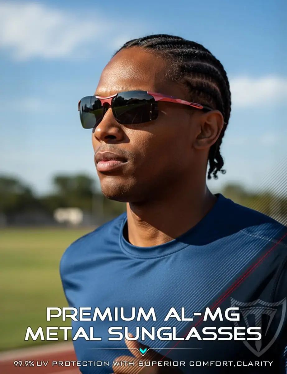 ATTCL 2026-Red-Black Polarized Sports Sunglasses for Men - Non-Mirrored, UV Protection - view 2