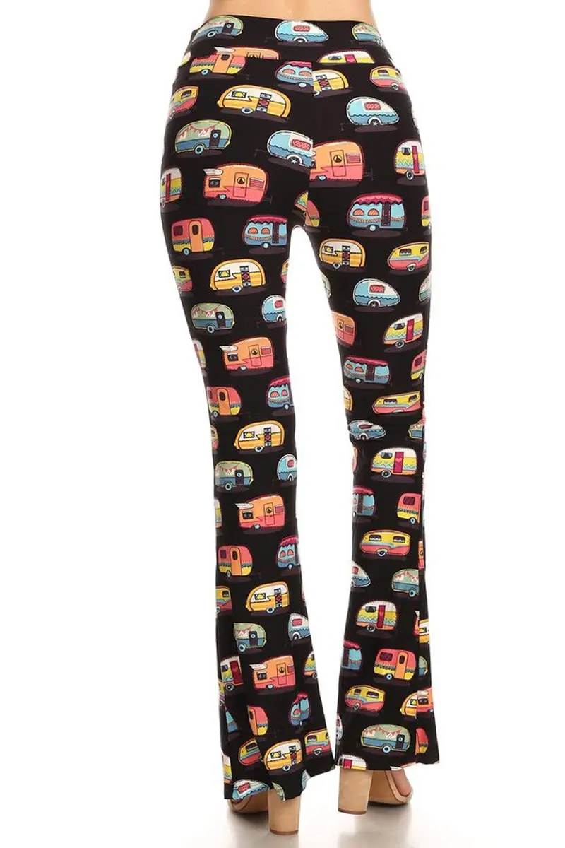 Leggings Depot PZA-S504W-S Campers Print Palazzo Pants | High Waist, Stretchy, Comfortable, Small - view 3
