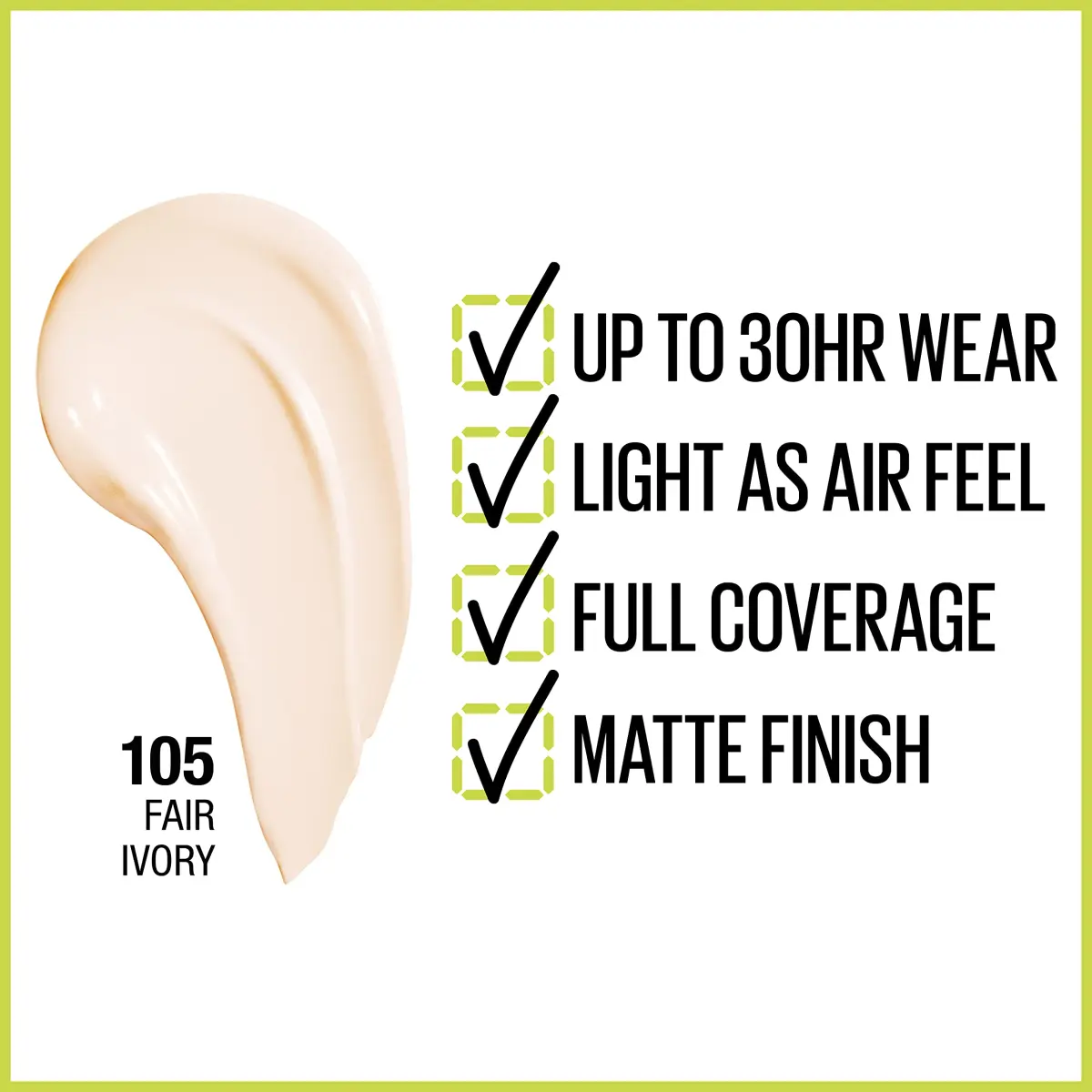 Maybelline Super Stay Full Coverage Liquid Foundation - Fair Ivory, 30ml (1 Fl Oz), 30-Hour Wear, Matte Finish - view 2