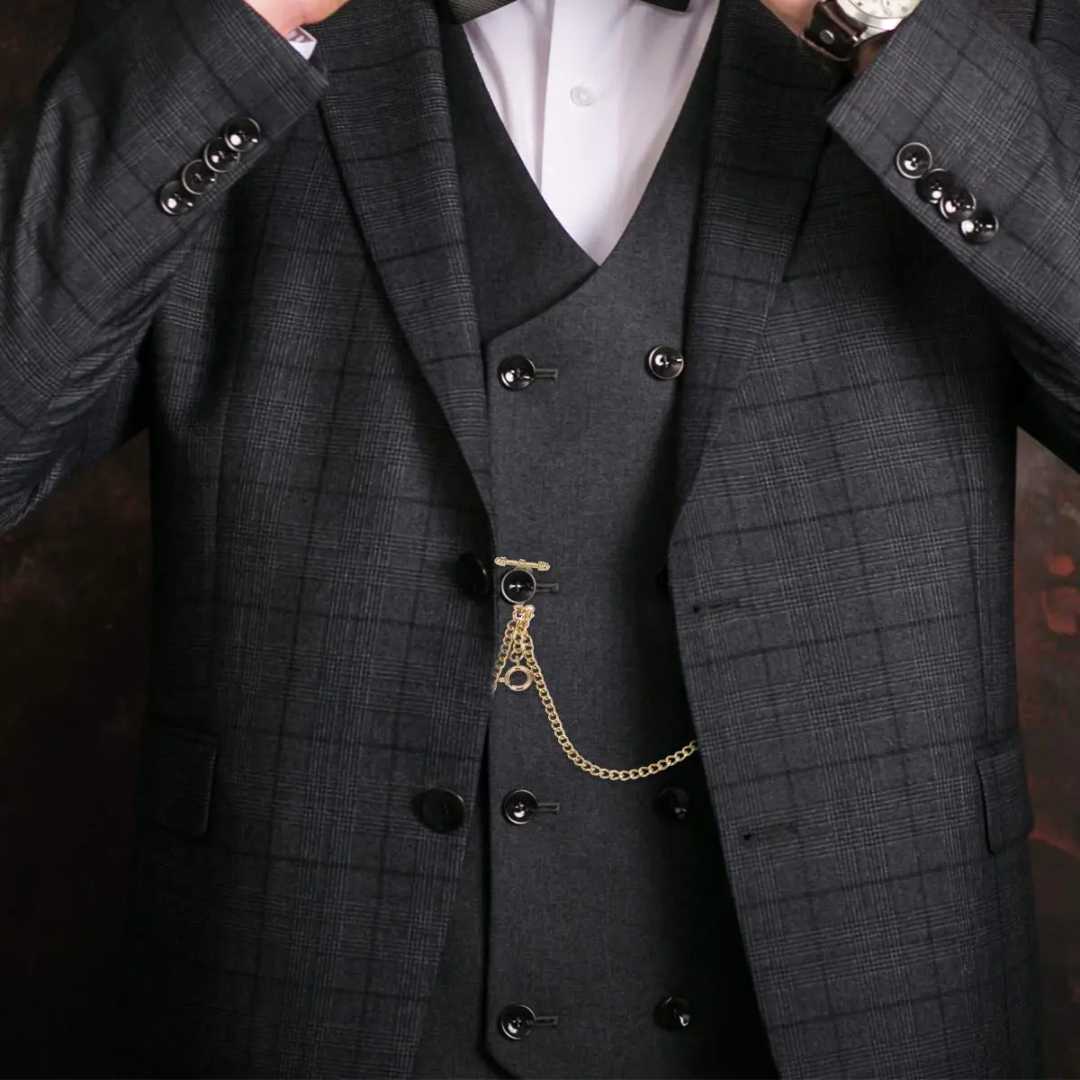 SIBOSUN Pocket Watch Chain Double Albert T-Bar Antique 29 Inch Chains Bronze Vest Waistcoat | Classic Vintage Accessory - view 7
