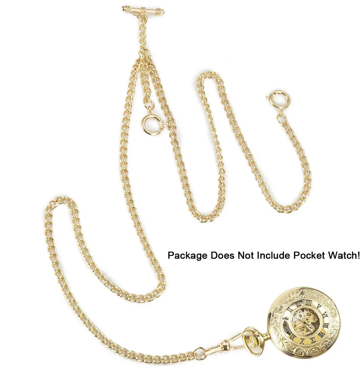 SIBOSUN Pocket Watch Chain Double Albert T-Bar Antique 29 Inch Chains Bronze Vest Waistcoat | Classic Vintage Accessory - view 3