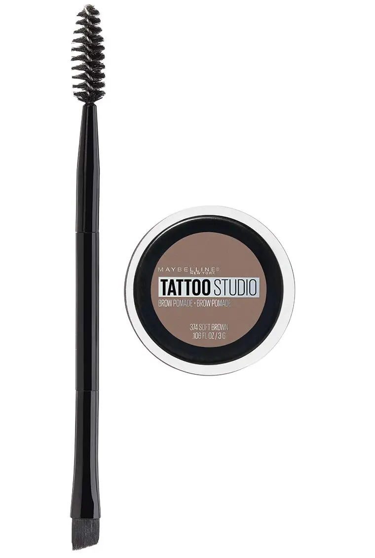 Maybelline TattooStudio Brow Pomade 0.11 Oz | Long Lasting Waterproof Eyebrow Makeup in Soft Brown - main product image
