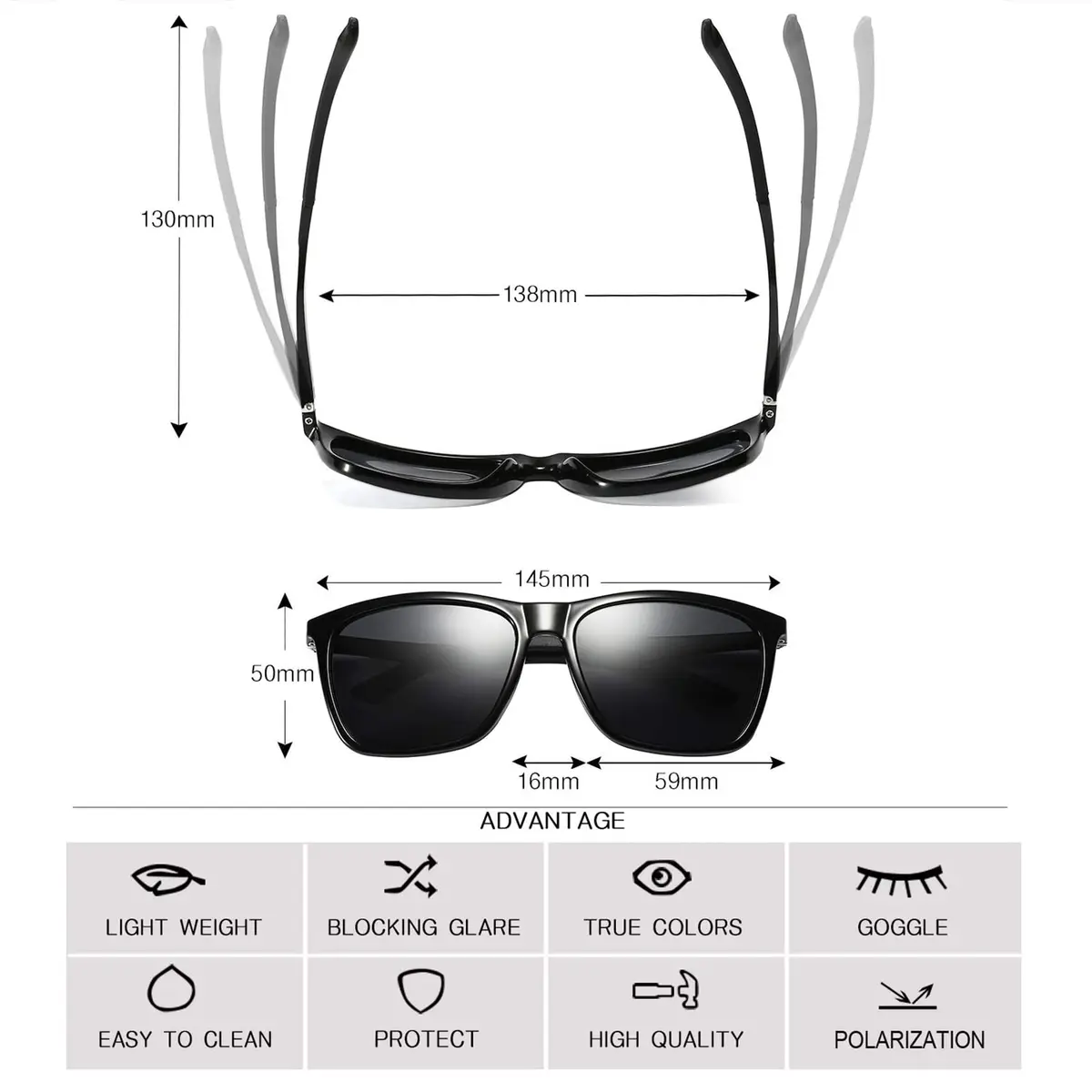 monrich Polarized Sunglasses for Men Aluminum Rectangular Sun Glasses | UV400 Protection & Classic Retro Style - view 4