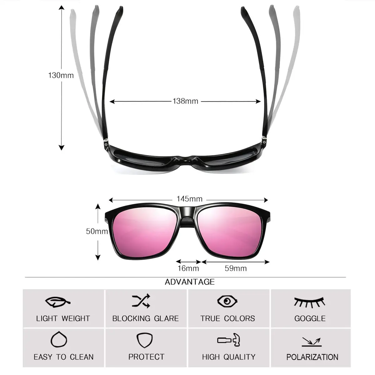 monrich Polarized Rectangular Sunglasses for Men, Aluminum-Magnesium Frame 59mm (2.32 in) | UV400 Protection - view 4